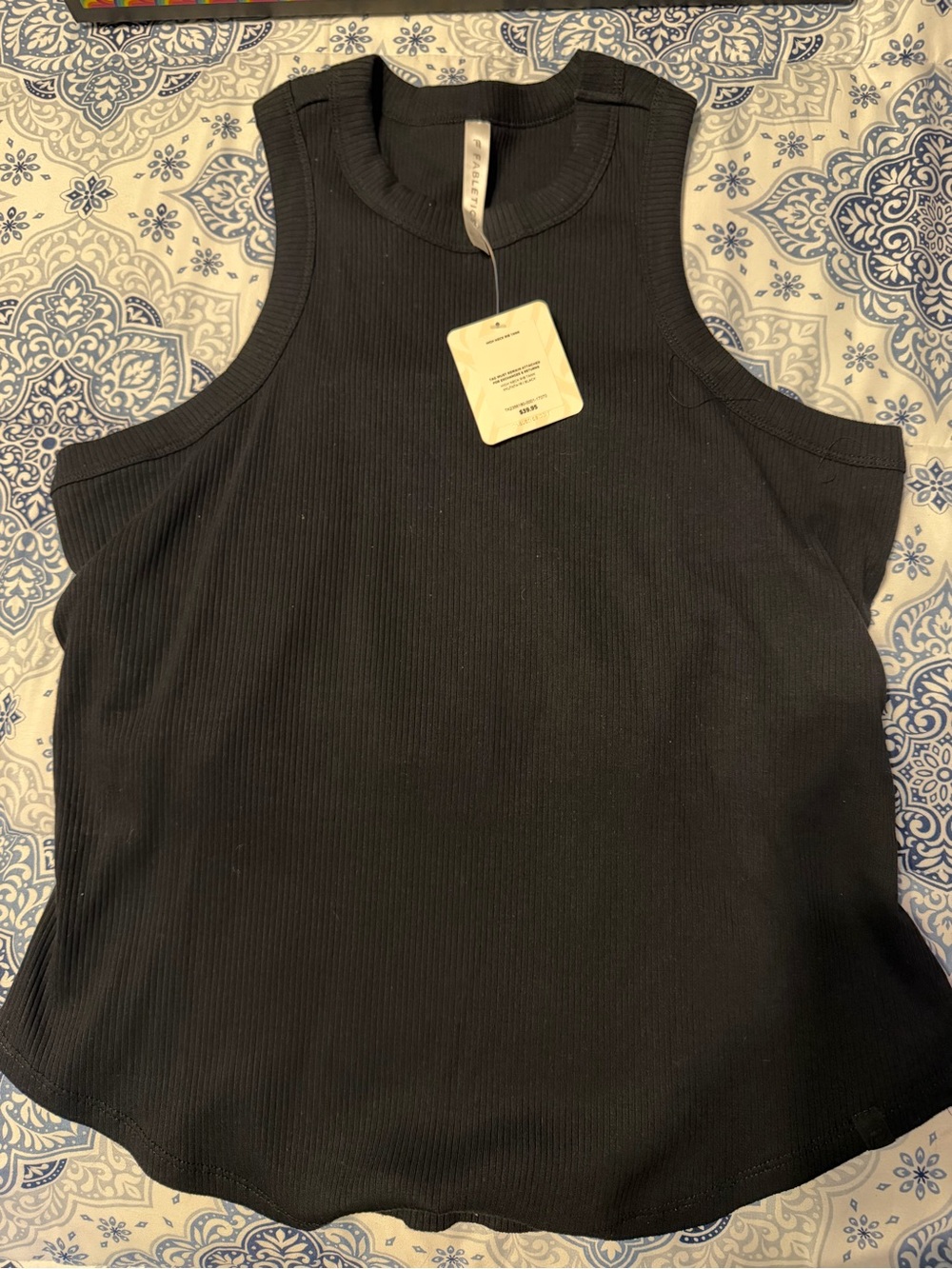 Fabletics Black Ribbed Muscle Tank